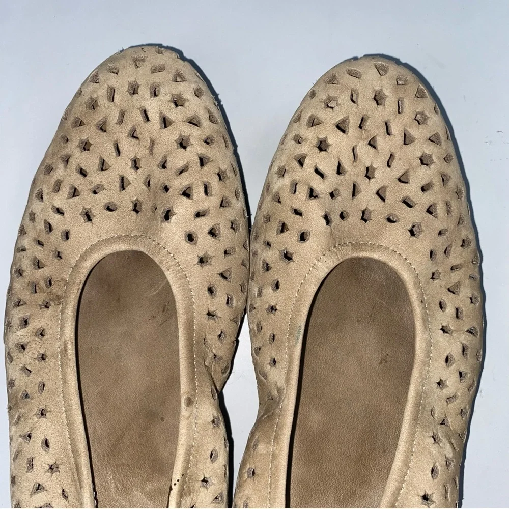 Arche Lilly Ballet Flat Beige Nubuck Size US 8 EU 39 Laser Cut Perforated Design